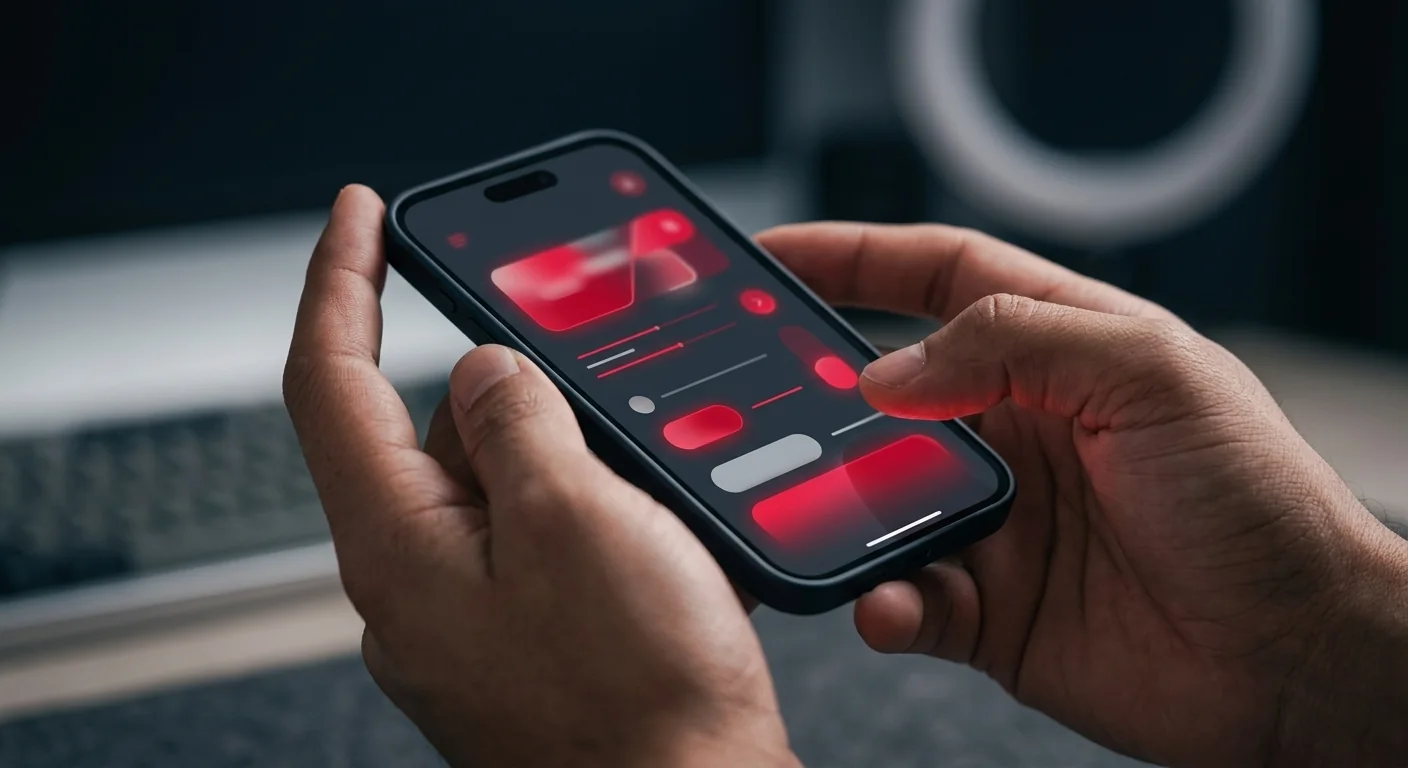 Elde tutulan telefonda modern bir mobil uygulama arayüzü